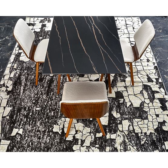 Masă extensibilă LOZANO, marmură neagră / nuc (2p=1buc)