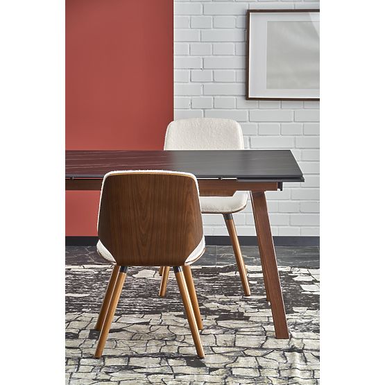 Masă extensibilă LOZANO, marmură neagră / nuc (2p=1buc)