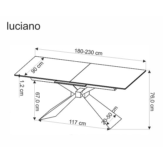 Masa extensibilă LUCIANO, blat: marmură albastră (2p=1buc)