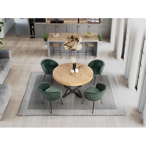 Masa extensibilă MERCY, blat - stejar auriu, picioare - negre (2p=1buc)