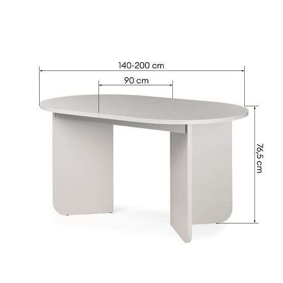Masa extensibilă Mou 140-200 cm, culoare cașmir, blat oval