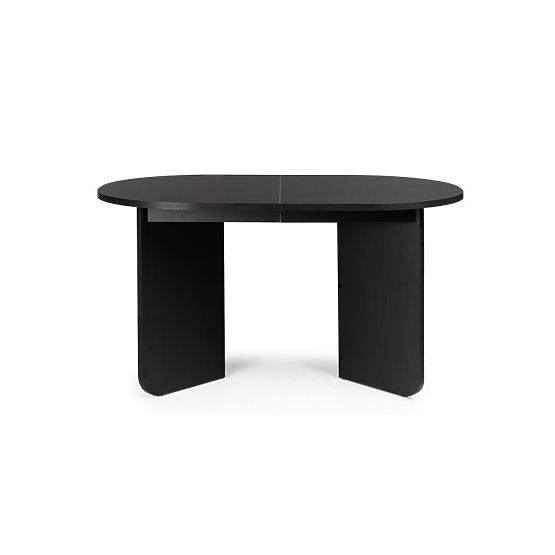Masă extensibilă Mou 140-200 cm, neagră cu structură de lemn, blat oval