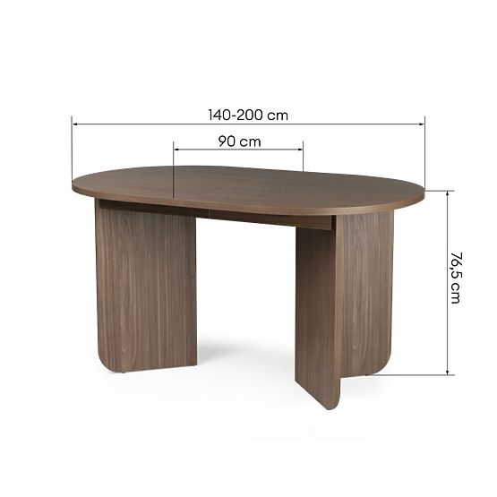 Masă extensibilă Mou 140-200 cm, Nuc lincoln, blat oval