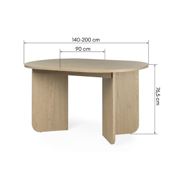 Masa extensibilă Mou 140-200 cm, Stejar Cremona Torro, blat oval