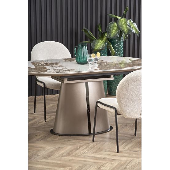 Masa extensibilă ROBINSON, marmură bej / cappuccino / negru