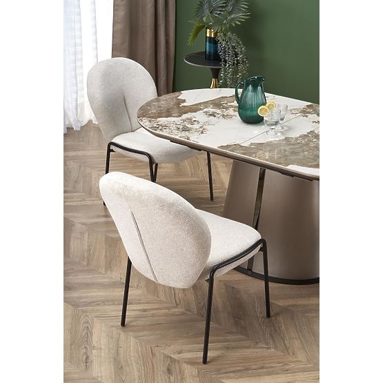 Masa extensibilă ROBINSON, marmură bej / cappuccino / negru