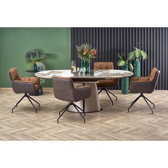 Masa extensibilă ROBINSON, marmură bej / cappuccino / negru