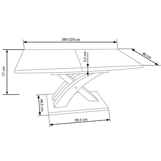 Masa extensibilă SANDOR 3, blat - stejar auriu, picioare - stejar auriu / negru (3p=1buc)