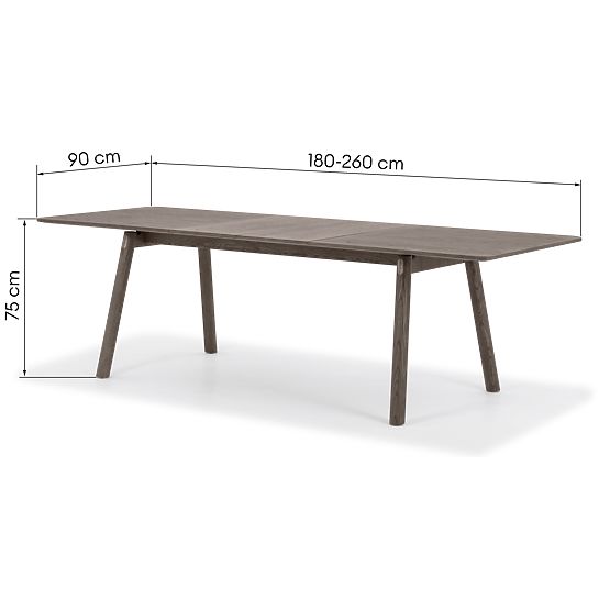 Masă extensibilă Selvoni 180-260 cm, lemn masiv de stejar, furnir, espresso