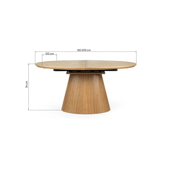 Masa extensibilă Solan 160-200 cm, ovală, naturală
