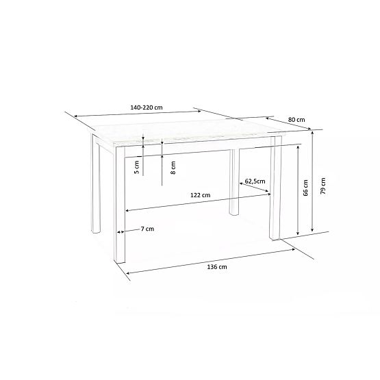 Masa extensibilă TIAGO 140-220/80 blat: stejar craft, picioare: negre