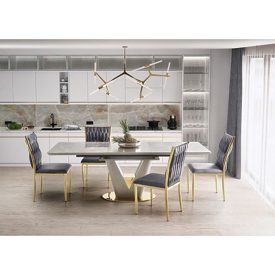 Masă extensibilă VALENTINO gri deschis/auriu