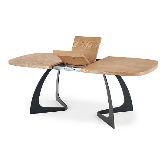 Masa extensibilă VELDON, blat - stejar natural, picioare - negre (2p=1buc)