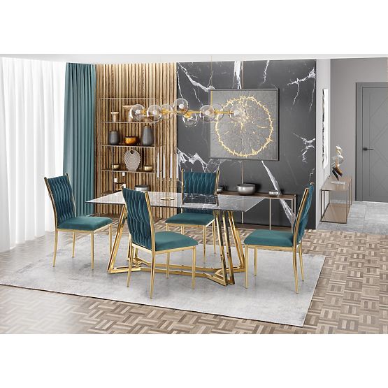 Masa KONAMI, blat - marmură neagră, picioare - aurii (2p=1buc)