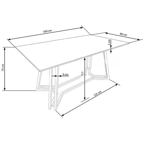 Masa KONAMI, blat - marmură neagră, picioare - aurii (2p=1buc)