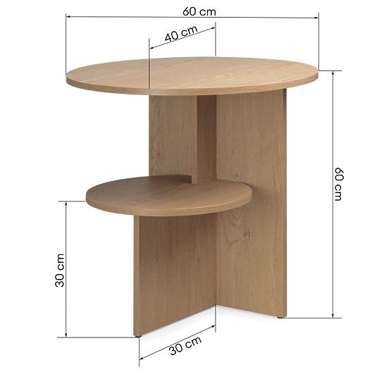 Masă laterală rotundă Yaso, Stejar Cremona Torro
