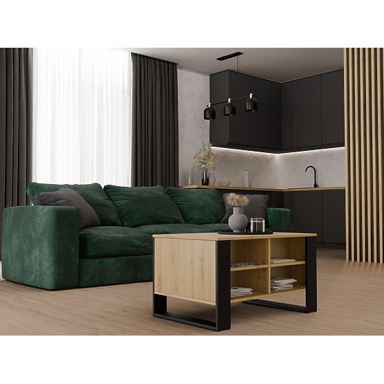 Masă Modernă 4P Stejar Artisan Negru