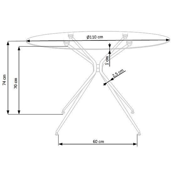 Masa RONDO, blat - transparent, picioare - aurii