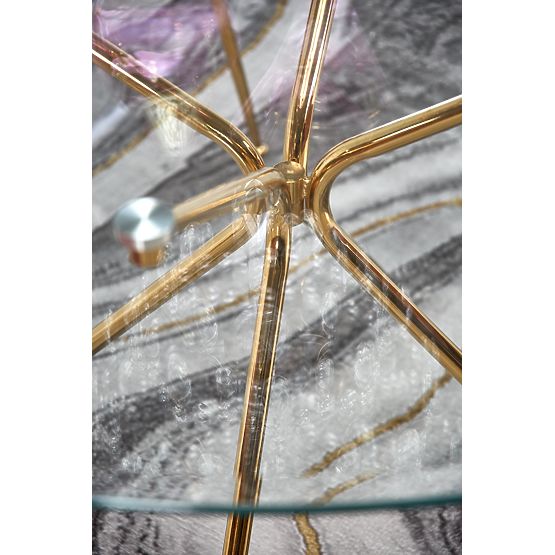 Masa RONDO, blat - transparent, picioare - aurii