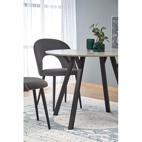 Masă rotundă BALROG, structură - negru, blat - gri deschis (2p=1buc)