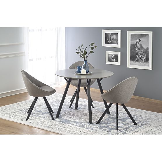 Masă rotundă BALROG, structură - negru, blat - gri deschis (2p=1buc)