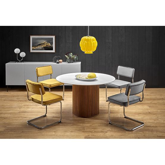 Masa rotundă BRUNO, marmură albă / nuc (2p=1buc)