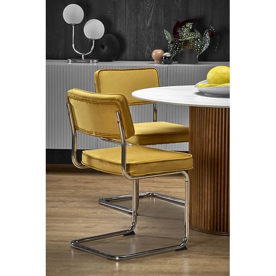 Masa rotundă BRUNO, marmură albă / nuc (2p=1buc)