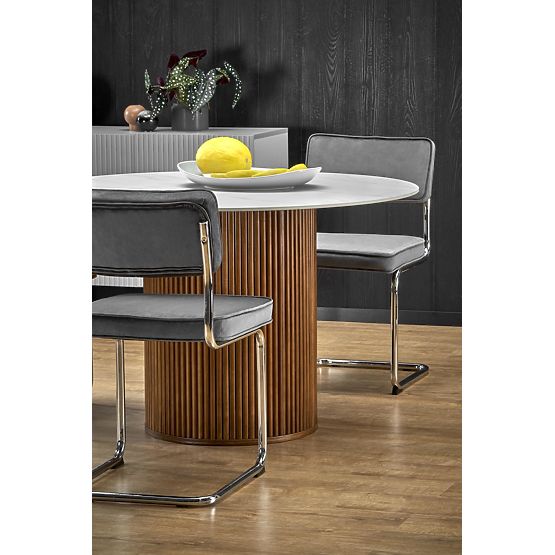 Masa rotundă BRUNO, marmură albă / nuc (2p=1buc)