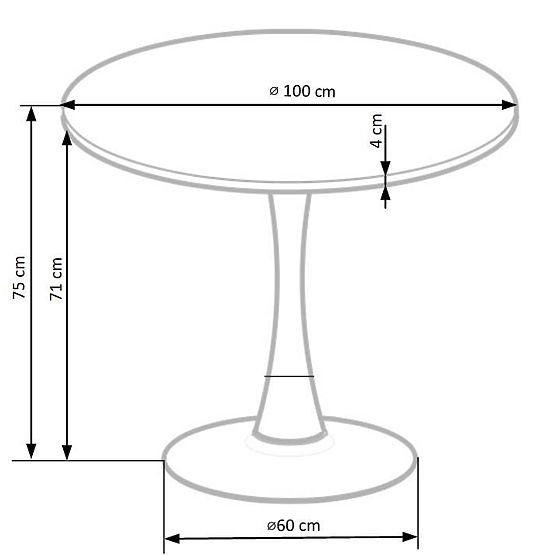 Masa rotundă CARMELO, blat - nuc, picior - negru (3p=1buc)