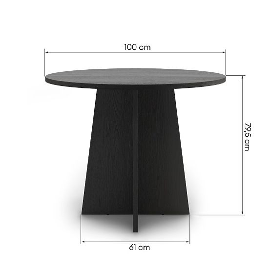 Masă rotundă de dining Merlo 100 cm, negru