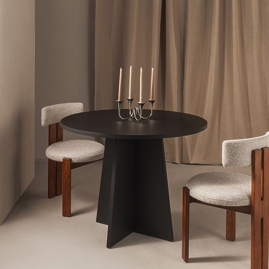 Masă rotundă de dining Merlo 100 cm, negru