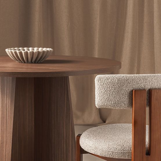 Masă rotundă de dining Merlo 100 cm, nuc Lincoln