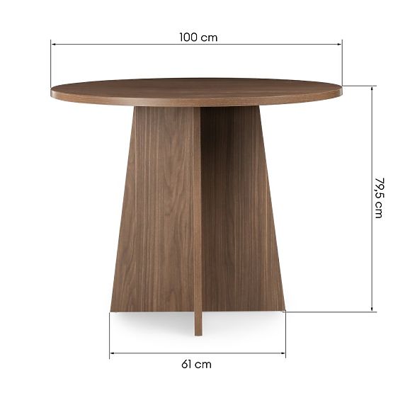 Masă rotundă de dining Merlo 100 cm, nuc Lincoln