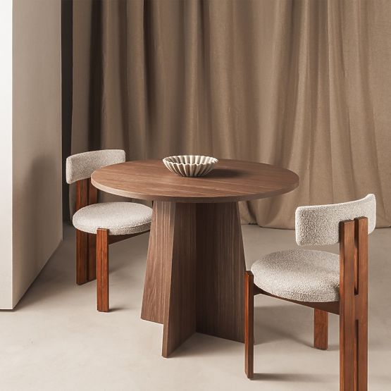 Masă rotundă de dining Merlo 100 cm, nuc Lincoln