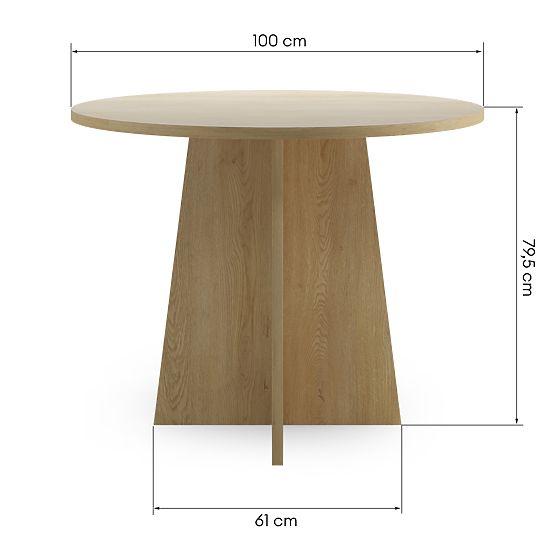 Masă rotundă de dining Merlo 100 cm, Stejar Cremona Torro