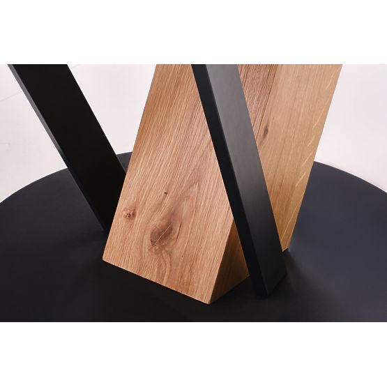 Masa rotundă extensibilă FANIS, natur/ negru (3p=1buc)