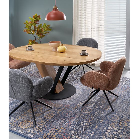 Masa rotundă extensibilă FANIS, natur/ negru (3p=1buc)