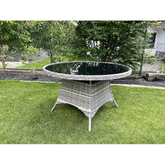 Masa rotundă mare din tehnoratan MODERNO gri deschis