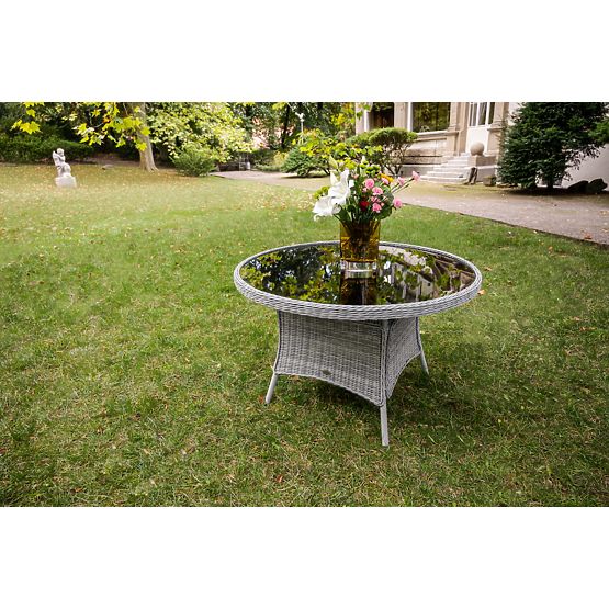 Masa rotundă mare din tehnoratan MODERNO gri deschis