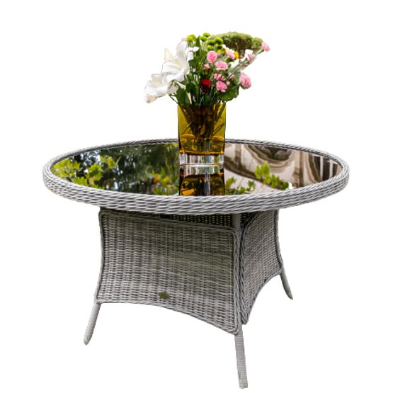 Masa rotundă mare din tehnoratan MODERNO gri deschis