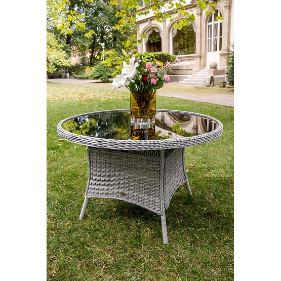 Masa rotundă mare din tehnoratan MODERNO gri deschis