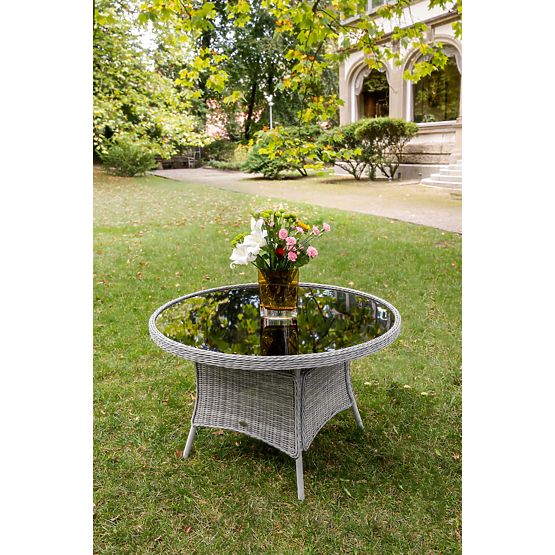 Masa rotundă mare din tehnoratan MODERNO gri deschis