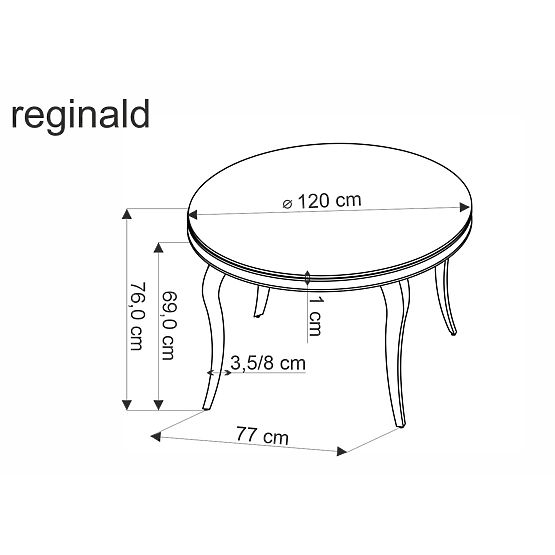 Masă rotundă REGINALD_2 blat - sticlă neagră, picioare - aurii
