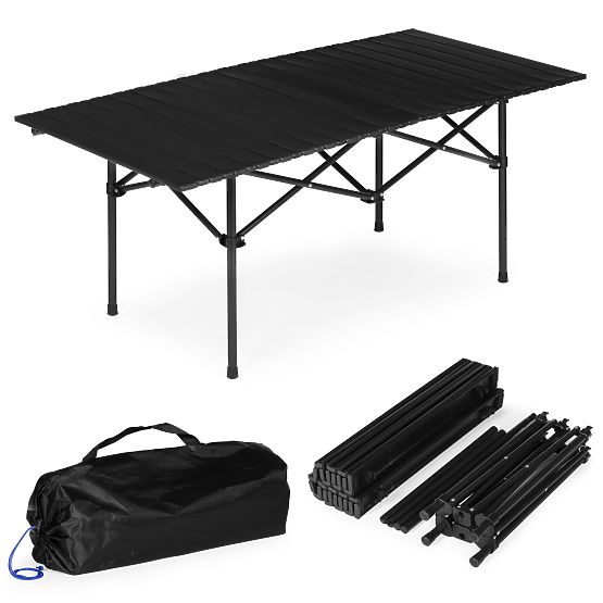 Masă turistică pliabilă 120x55 cm camping cu geantă neagră MultiGarden