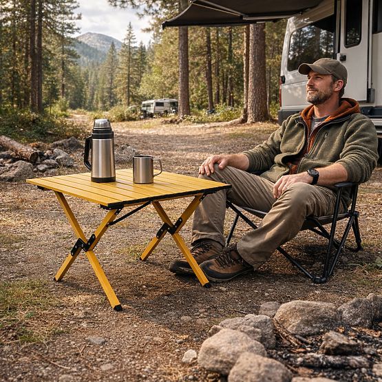 Masă turistică pliabilă 60x60 cm de camping cu geantă MultiGarden