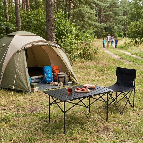 Masă turistică pliabilă 95x55 cm camping cu geantă neagră MultiGarden