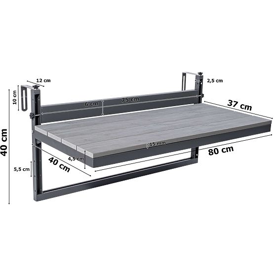 Măsuță de balcon suspendată AGATTI STONEWOOD