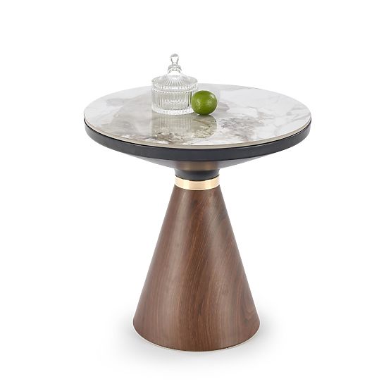 Măsuță de cafea GENESIS_S marmură albă / nuc / auriu