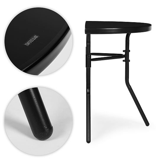 Măsuță de cafea semicirculară din sticlă pentru balcon, terasă, patio neagră MultiGarden