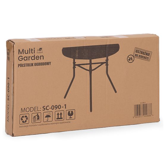 Măsuță de cafea semicirculară din sticlă pentru balcon, terasă, patio neagră MultiGarden